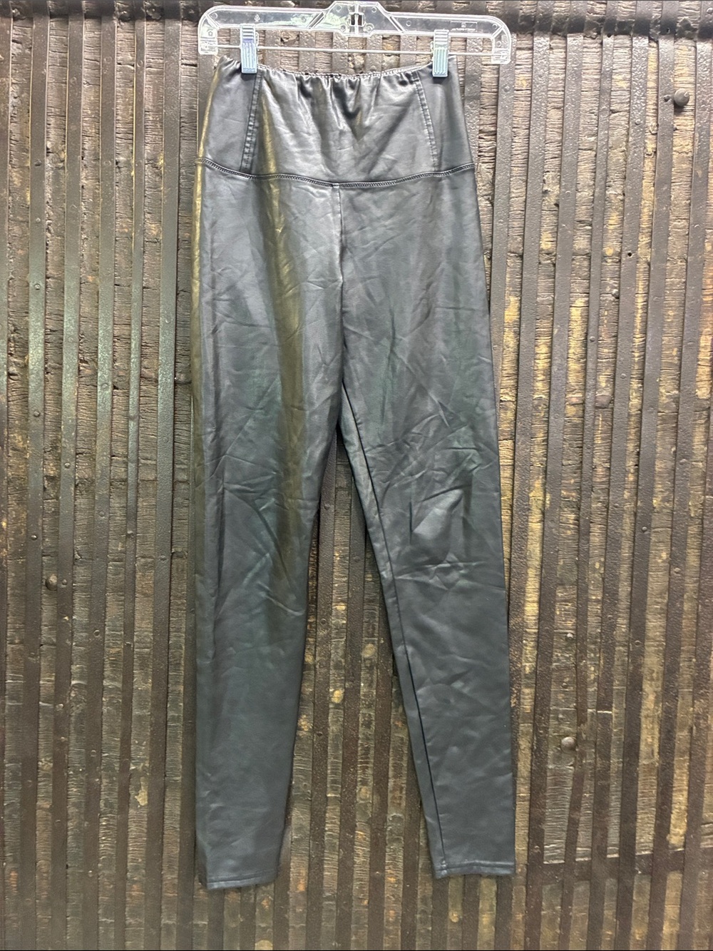 All Saints Black Faux Leather High-Waist Trousers